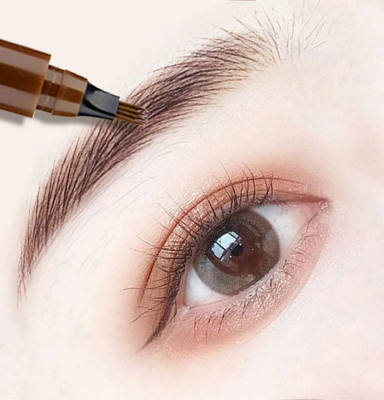 MYEONG Waterproof- Microblading Eyebrow Pencil with a Micro-Fork Tip Applicator Pen 2.5 g(Brown)