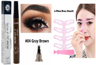 Digital Shoppy TINT MY 4-TIP BROW Liquid Eyebrow Pencil (No3 ) (Red Brown) With 4 style stencil(Red Brown)