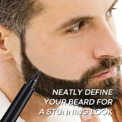 manasona Beard Filler Pen & Mustache Shape Repair Waterproof & Sweat Beard Pen(BLACK)