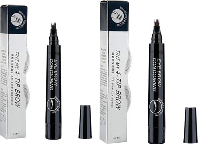 Kwaanie 2 Pcs Waterproof Eyebrow Pencil Set with 4-Tip Microblade Design – Long-Lasting(black)