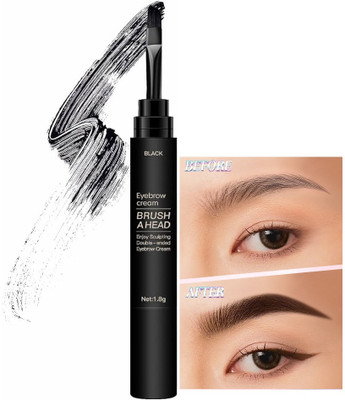 ADJD 2 IN 1 Eyebrow Cream Gel With Brush Long-lasting Waterproof Highly Tint Eyebrow(BLACK)