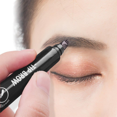 MYEONG 3 Way Tip Charming Black Liquid Long-Lasting Eyebrow Pen(Black)