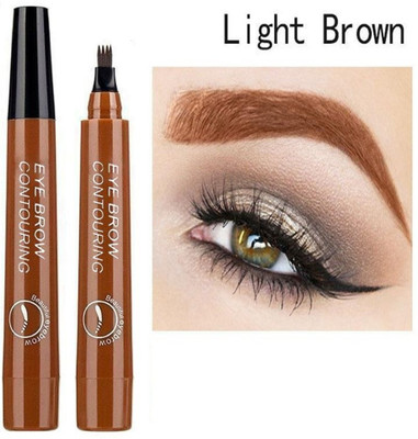 GULGLOW99 Eyebrow Tattoo Pen Waterproof 4 Points Eyebrow Pen Long Lasting(LIGHT BROWN)