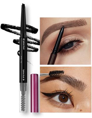 Yuency Dual-Ended Eyebrow Pencil With Spoolie, Long-Lasting & Easy Glide(BLACK)