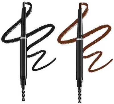 Yuency Eyebrow Pencil Waterproof Smudge-Proof Brow Pencil with Brow Brush(black, brown)