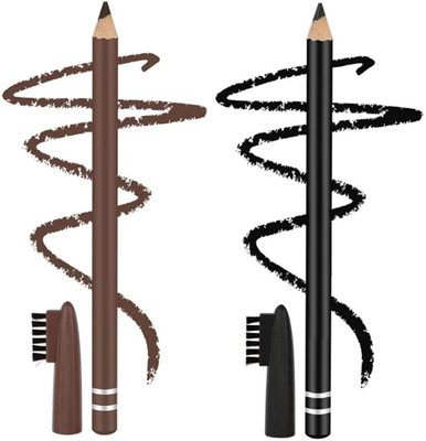 Yuency Black and brown Pencil with Brush Smudge proof Eyebrow Definer Pencil(brown)