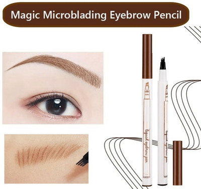 FLORERO Microblading Eyebrow Pen Waterproof Fork Tip Eyebrow Tattoo Pencil Long Lasting(Brown)