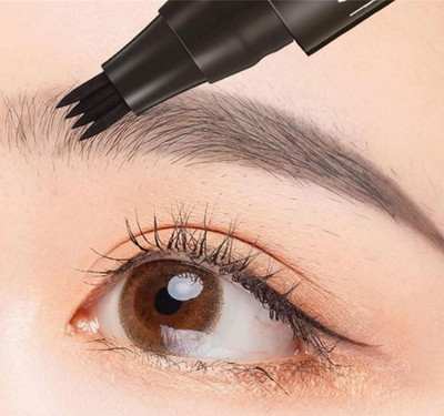 MYEONG 4 Tip Brow Pen | Brow Pencil | Eyebrow Pencil Waterproof & Lasts Upto 18hrs(Black)