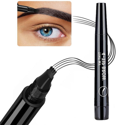 GULGLOW99 Eyebrow Tattoo Pen Glossy Eyebrow Pen With A 4 Micro-Fork(BLACK)