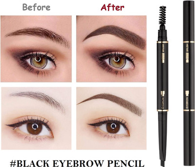SHENYCOLORS 2 in 1 Dual Function Brow Filling Pencil Spoolie Shaping Brush Eyebrow Pencil(black)