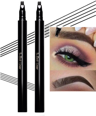 tanvi27 3 Tips Eye Brow Contour Makeup Tattoo Fine Black Sketch Combo(Jet Black)