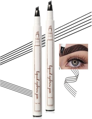 tanvi27 4 Fork Tip Eyebrow Pencil Waterproof Liquid Brow Pencil Set of 2(BLACK)