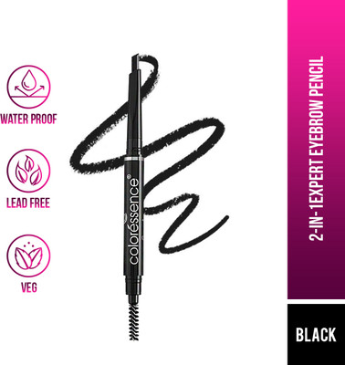 COLORESSENCE Expert EyeBrow Pencil 2in 1 Dual Function Brow Filling Pencil with Shaping Brush(Black)