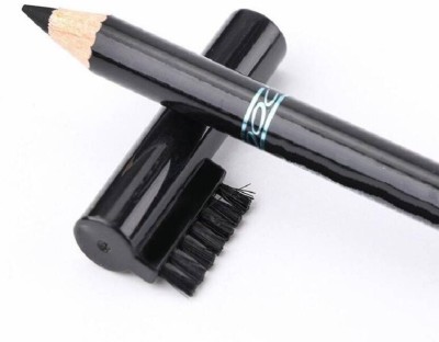 Luster Shine SMOOTH BLACK EYE BROW PENCIL WITH BRUSH WATER PROOF (BLACK)(BLACK)