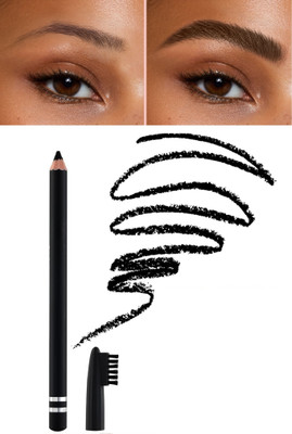 NADJA Smudge Proof & Water Proof Black Eyebrow Definer Pencil With Brush(BLACK)