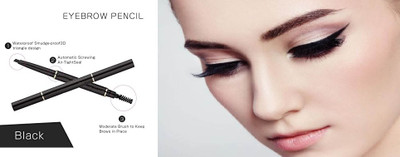 KAIASHA 2 in 1 Dual Function Eyebrow Pencil with Spoolie Brush Black PACK OF - 1(BLACK)