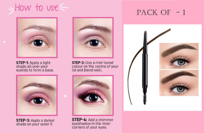 KAIASHA Function Eyebrow Pencil with Spoolie Brush PACK OF - 1(BROWN)