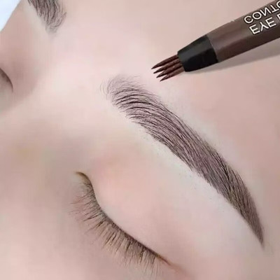 manasona 4 Micro-Fork Eyebrow Pen Applicator Creates Flawless Natural Looking Brows(Brown)