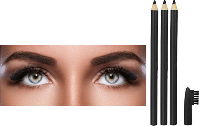 NADJA NEW SMUDGE PROOF MATTE FINISH EYE BROW PENCIL SET OF 3 BLACK SHADE(BLACK)