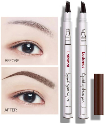 Latixmat Eyebrow Pen Waterproof 4 Fork Tip Tattoo Long Last Eyebrow Eyebrow Stencil(2)