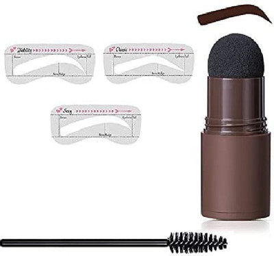skinplus Eyebrow Kit - Eyebrow Stamp + Eyebrow Stencils + Eyebrow Brush (Brown 02) Eyebrow Stencil(3)