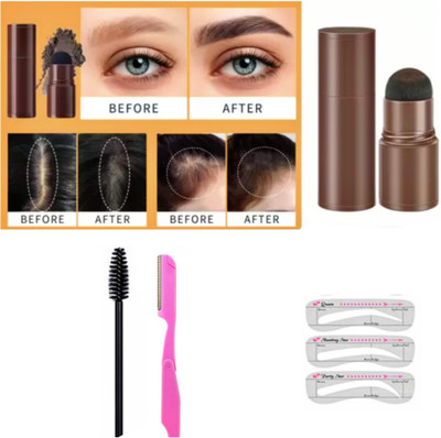 Three Elements Eyebrow Stamp Shaping Kit Stencil Brush Eyebrow enhancer Stick Hair Line Contour Eyebrow Stencil(3)
