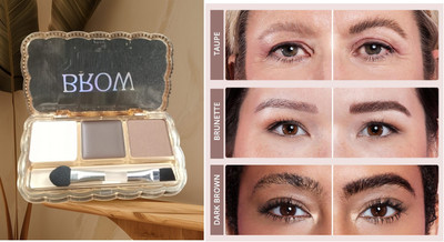 HUZURLU Eyebrow Drawing Palette 3 Shades| Waterproof Eyebrow Filler Dual Side Brush Eyebrow Stencil(3)