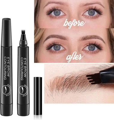 GABBU Black Waterproof Eyebrow Pencil, 4 Tip Microblading, Smudge-Proof & Long-Lasting Eyebrow Stencil(1)