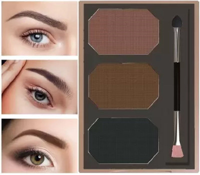 HUZURLU 3 Shades Eyebrow Palette | Waterproof Eyebrow Filler with Brush 9 g(MULTICOLOR)