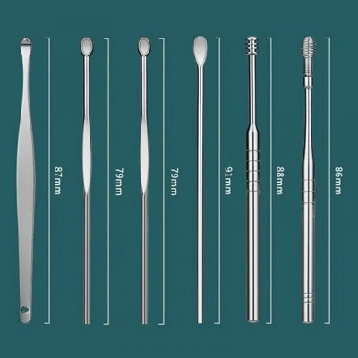 PKK TRADERS 6 Pcs Ear Cleansing Tool Set with Keychain Box | Earwax Removal Kit Eyebrow Thread(1 m, Pack of1)