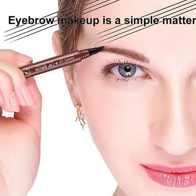 KANAKADHARA Eyebrow Liquid Makeup Pen with 4 Tip Brow | Long-Lasting Waterproof Brown Eyebrow Thread(12 m, Pack of1)