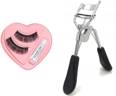 lanellie Eyelashes Curler And Artificial Bonjour Eyelashes With Glue Combo