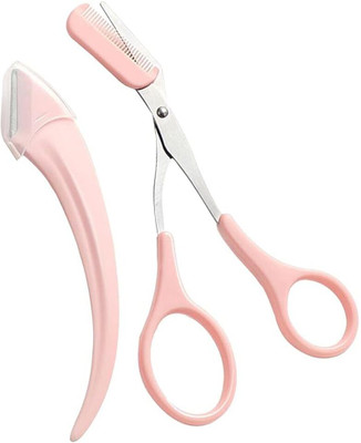 PROBEROS 2Pcs Eyebrow Scissors and Comb Set Professional Eyebrow Trimmer Razor Kit for