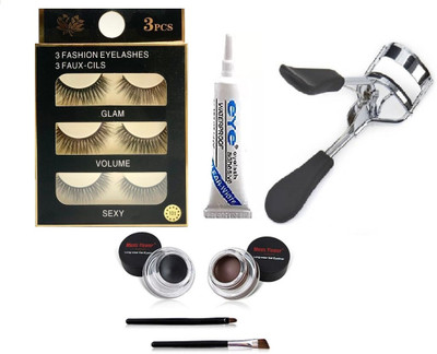 zemglam PREMIUM QUALITY 3 IN 1 EYELASH & EYES CURLER & EYELINER GEL( BLACK AND BRWON )