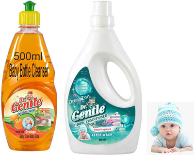 DOCTORGENTLE 1 Ltr Natural Fabric Conditioner & Softener With 500ml Baby Bottle Cleanser Set(2 x 0.5 L)