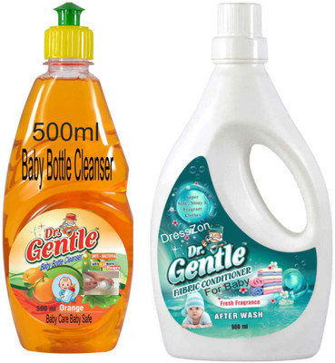 DOCTORGENTLE Eco-friendly baby fabric softener With Bottle Cleanser 500ml For Baby(2 x 0.5 L)