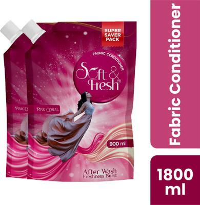 Soft & Fresh Pink Coral after wash Fabric Conditioner increase shine,softness & Freshness(2 x 900 ml)