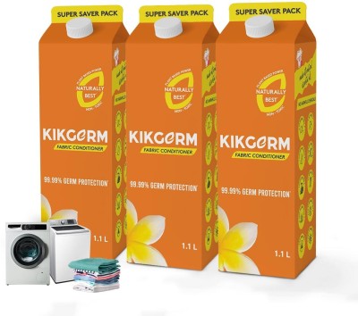 Kikgerm Naturally Best Fabric Conditioner | No Harmful Chemicals| New & Shiny Clothes(3 x 1100 ml)