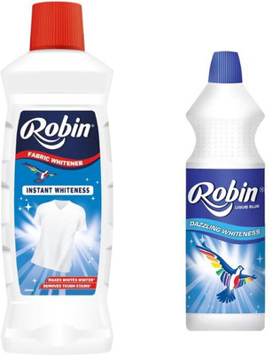 Robin fabric whitener 200ml + liquid blue 150 ml combo kit Fresh Fabric Whitener(2 x 175 ml)