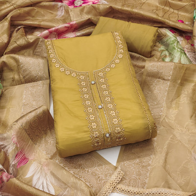 ShopGlobal Organza Embroidered Salwar Suit Material