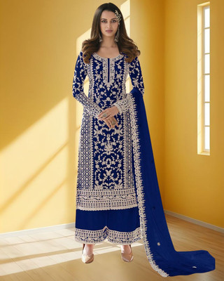 Dealbazaars Corporation Net/Lace Dyed, Embroidered, Embellished, Self Design Salwar Suit Material