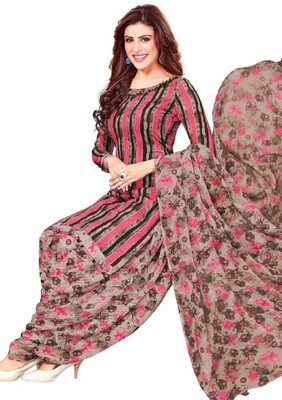 Simmu Crepe Printed, Striped Kurta & Patiyala Material