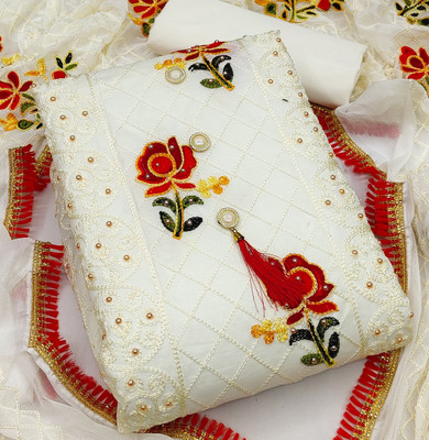 PRIPA8 Chanderi Embroidered Salwar Suit Material