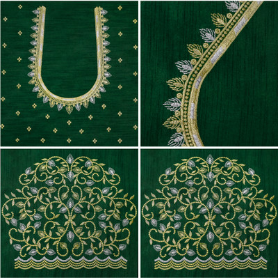 RAJVILASH Pure Silk Embroidered Blouse Material