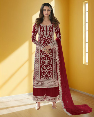 Dealbazaars Corporation Net/Lace Dyed, Embroidered, Embellished, Self Design Salwar Suit Material