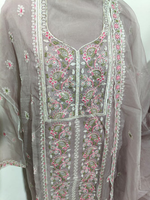 Fab Fashion Studio Chiffon Embroidered Salwar Suit Material