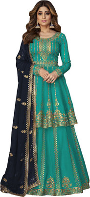 DHRISHUTEXTILE Georgette Embroidered Kurta & Palazzo Material