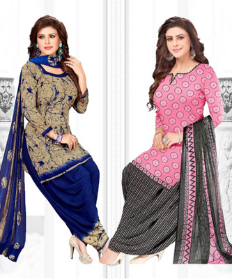VERCO Crepe Solid, Printed Salwar Suit Material