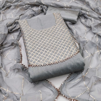 Shadow & Saining Cotton Blend Embroidered Salwar Suit Material