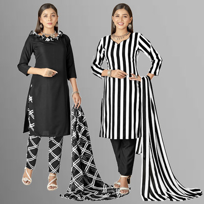 ANAND Crepe Striped Salwar Suit Material